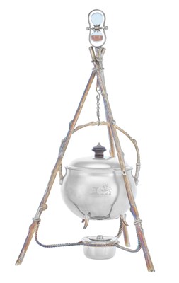 Lot 809 - A Victorian Silver Egg-Coddler, Frame and Lamp