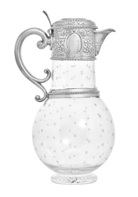 Lot 1075 - A Victorian Silver-Mounted Engraved-Glass Claret-Jug