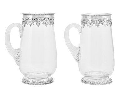 Lot 1074 - Two Victorian Silver-Gilt Mounted Glass Mugs