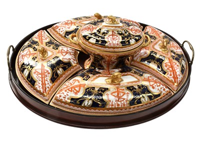 Lot 973 - A Spode Porcelain Supper Set on Mahogany Tray,...