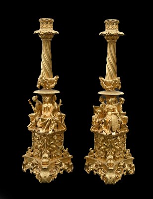 Lot 963 - A Pair of French Gilt-Bronze Lamp Bases, circa...