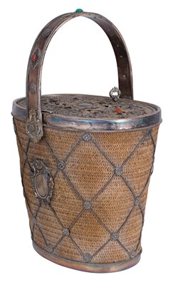 Lot 557 - An Italian Silver-Mounted and 'Gem'-Set Basket and Cover