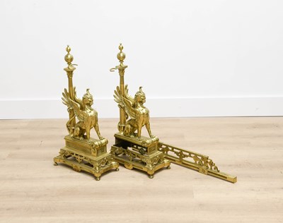 Lot 608 - A Pair of French Empire-Style Gilt Brass...