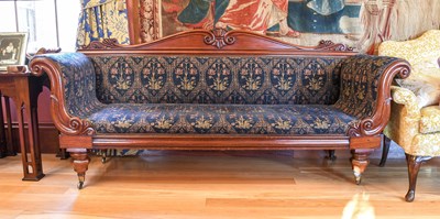 Lot 1044 - A Victorian Mahogany Scroll-End Sofa, 2nd half...