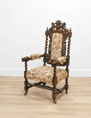 Lot 1057 - A Victorian Carved Oak Armchair, late 19th...