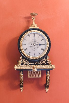 Lot 1042 - An Ebonised Striking Wall Clock, signed Aett...