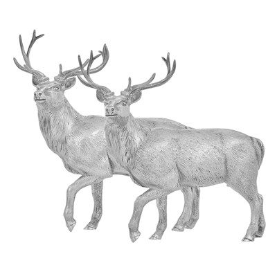 Lot 1097 - A Pair of Elizabeth II Silver Model Stags