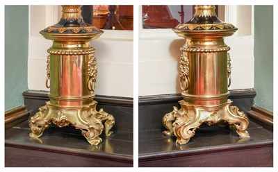 Lot 580 - A Pair of French Gilt-Brass Pedestals, in...