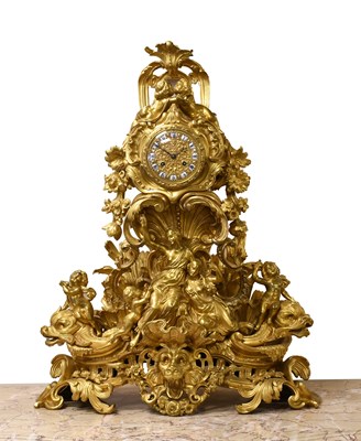 Lot 589 - A French Bronze Ormolu Striking Mantel Clock,...