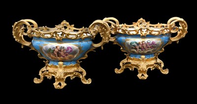 Lot 586 - A Pair of Sèvres-Style Porcelain Jardinieres...