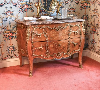 Lot 393 - A Louis XV-Style Marquetry-Inlaid and...