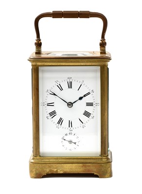 Lot 407 - A French Brass Alarm Carriage Timepiece, Henri...