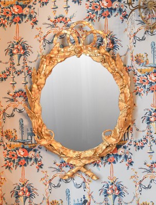 Lot 392 - A Victorian Gilt and Gesso Oval Wall Mirror,...
