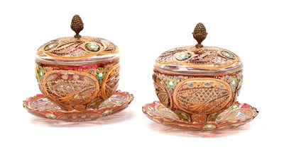 Lot 406 - A Pair of Bohemian Ruby-Flashed Glass Bowls,...