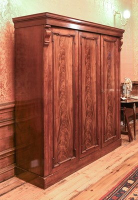 Lot 330 - A Victorian Mahogany Triple-Door Wardrobe,...