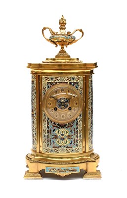 Lot 335 - A French Champleve Enamel Striking Mantel...