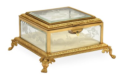 Lot 1099 - A French Gilt-Metal-Mounted Glass Table Casket,...