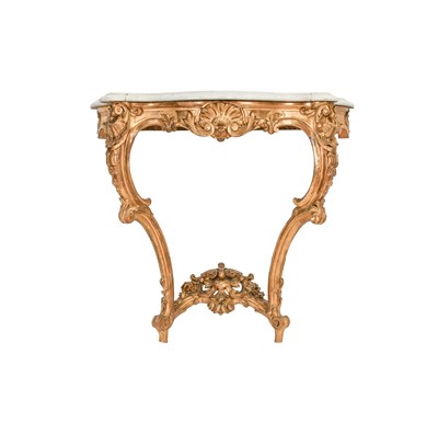 Lot 334 - A Louis XV-Style Carved Giltwood Console Table,...