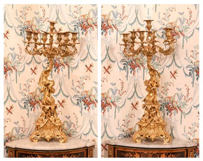 Lot 350 - A Pair of French Gilt-Bronze Seven-Light...