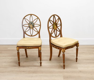 Lot 385 - A Pair of Satinwood and Polychrome Painted Neo-...