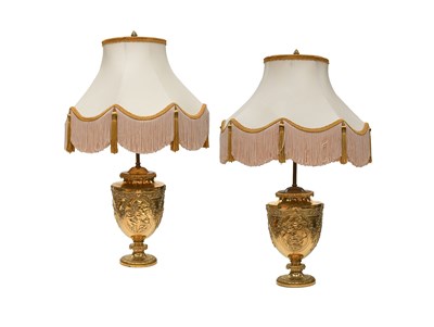 Lot 373 - A Pair of Gilt-Metal Vase-Form Table Lamps,...