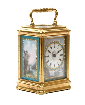 Lot 383 - A French Brass Porcelain Mounted Strike and...