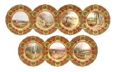 Lot 512 - A Set of Seven Cauldon Porcelain Plates, early...