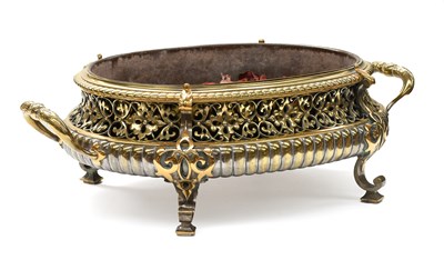 Lot 529 - A Brass Jardiniere, late 19th century, of oval...