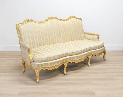 Lot 539 - A Giltwood and Gesso Three-Seater Canapé, late...