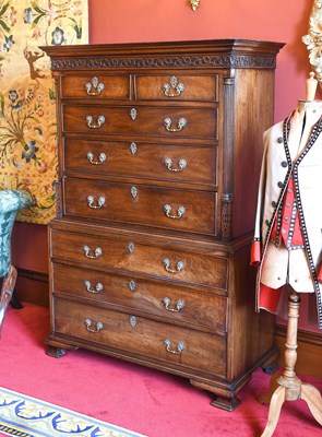 Lot 525 - A George III Carved Mahogany Chest on Chest,...
