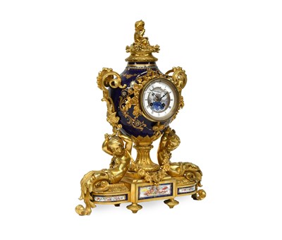 Lot 551 - A French Bronze Ormolu Porcelain Calendar and...