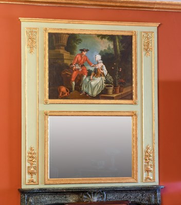 Lot 547 - A Green-Painted and Parcel-Gilt Overmantel...