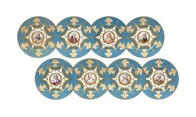 Lot 541 - A Set of Eight Sèvres-Style Porcelain Plates,...