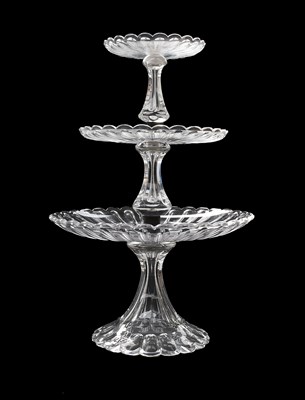 Lot 533 - A Cut-Glass Three-Tier Table Centrepiece, 19th...