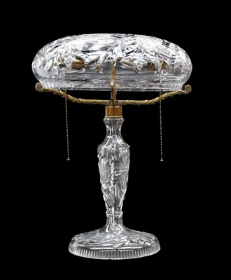 Lot 534 - A Cut-Glass Table Lamp and Mushroom Shade,...