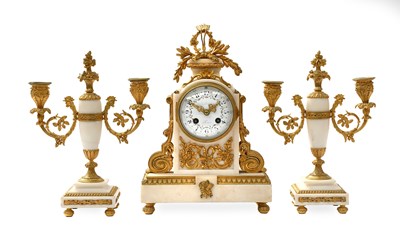 Lot 435 - A French Gilt Bronze and White Marble Striking...