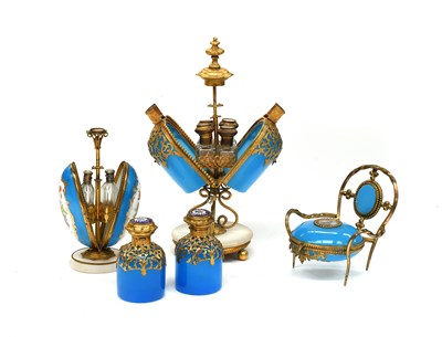 Lot 417 - A French Gilt-Metal-Mounted Opaque Blue Glass...