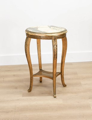 Lot 426 - A Carved Giltwood and Marble-Inset Oval...