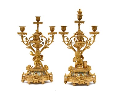 Lot 427 - A Pair of French Gilt-Bronze Four-Light...