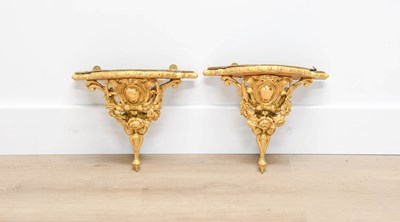 Lot 451 - A Pair of French Gilt and Gesso Wall Brackets,...
