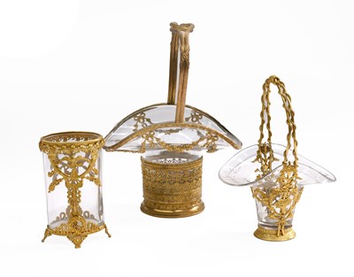 Lot 454 - A French Gilt-Metal-Mounted Glass Basket, with...