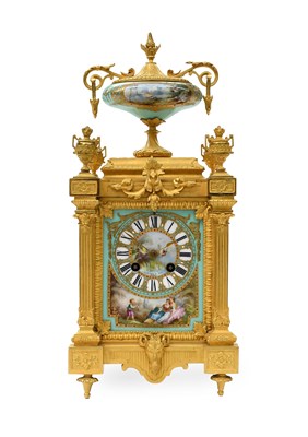 Lot 456 - A French Gilt Metal and Porcelain Striking...