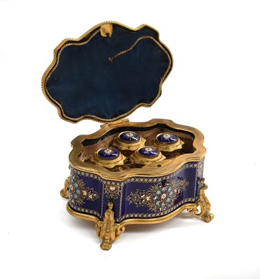 Lot 446 - A Gilt-Metal-Mounted Enamelled Toilet Casket,...