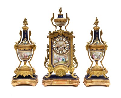 Lot 465 - A French Gilt Metal Porcelain Striking Mantel...