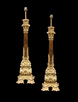 Lot 481 - A Pair of Gilt-Bronze Table Lamps, mid 19th...
