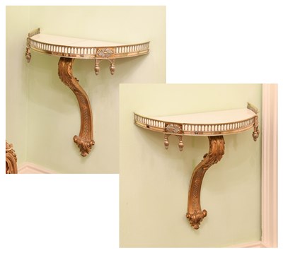 Lot 498 - A Pair of Victorian Demi-Lune Marble-Top...