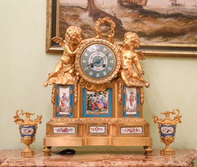 Lot 506 - A French Bronze Ormolu Porcelain Striking...