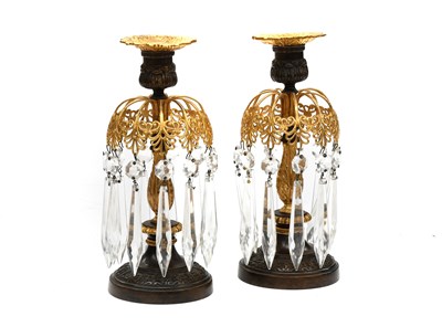 Lot 292 - A Pair of Gilt and Patinated Bronze Lustres,...