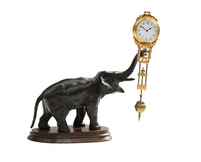 Lot 297 - A Bronzed Elephant Mystery Timepiece, signed...