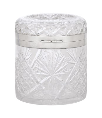 Lot 231 - A George VI Silver-Mounted Cut-Glass Dressing-Table Jar and Cover